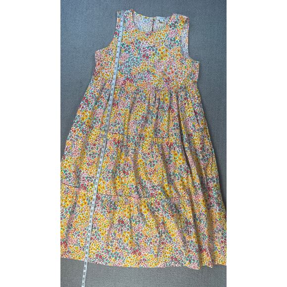 J. Crew Dress Floral Tiered Midi Multi Color Sleeveless 100% Cotton Size 12 - Picture 9 of 9